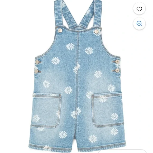 Denim Blue Kids Overalls with Floral Print - Picture 6 of 8